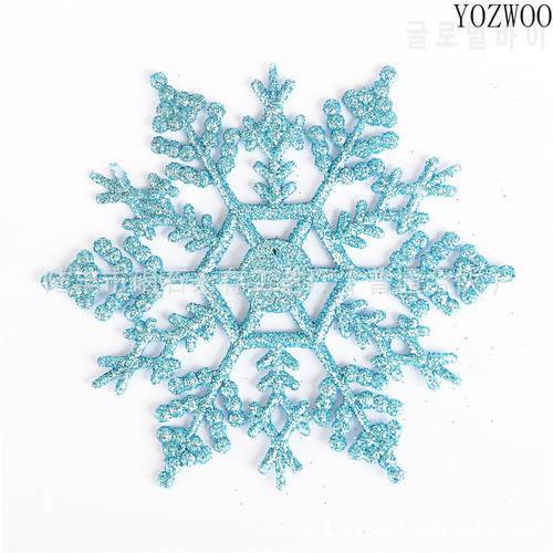 YOZWOO Christmas Decorations 10CM Plastic Powder Snowflake Tree Decoration Christmas Supplies Pendant