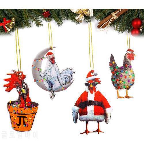 2023 Christmas New Fun Acrylic Christmas Tree Decoration Chicken Decorations Decorative Pendants Hanging Gifts Home Decor