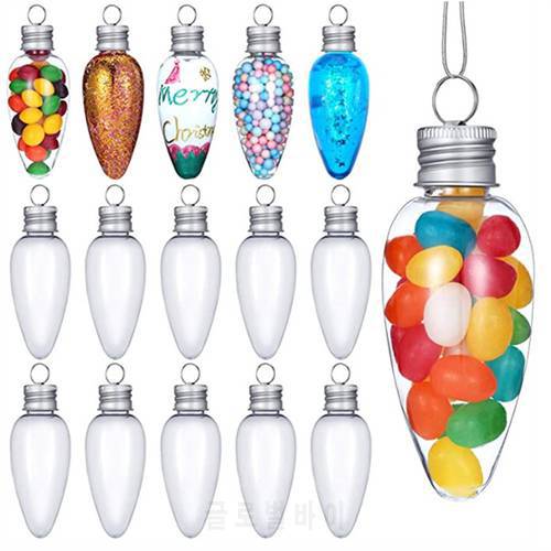 10Pcs Fillable Light Bulb Shape Clear Plastic Christmas Ornaments for DIY Crafts Christmas Tree Hanging Decoration