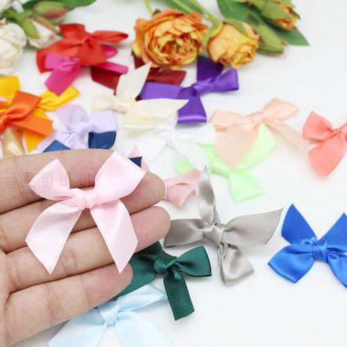 50PCS/lot 50mm*50mm Ribbon Bows fresh Single color ribbon bows Small size Polyester Satin ribbon Bow Flower DIY Craft Decoration