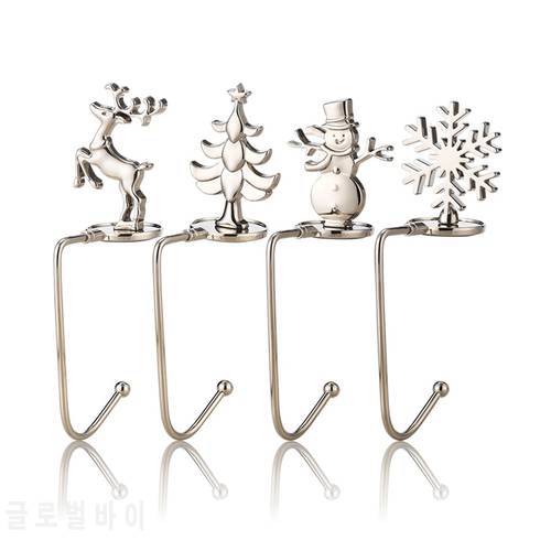 Christmas Sock Hanger Metal Decoration Themed Holiday Festival Xmas Fireplace Hook Stocking Holder Household Supplies