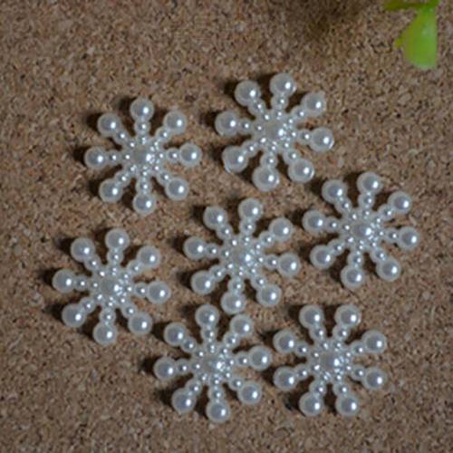 100Pcs Christmas Craft Snowflake Flatback Pearl Embellishments Cardmaking Qtys Embellishment Christmas Wedding Decoration