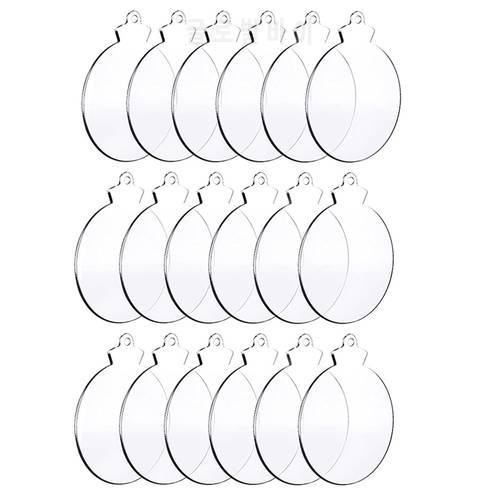 50Pcs Round Acrylic Christmas Ornament Blank Transparent Acrylic Ornament With Hole For DIY Craft, Holiday