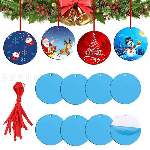 Christmas Sublimation Ornament with Red String Double Sides Sublimation Ornament Blanks Round Christmas Xmas Tree Decoration