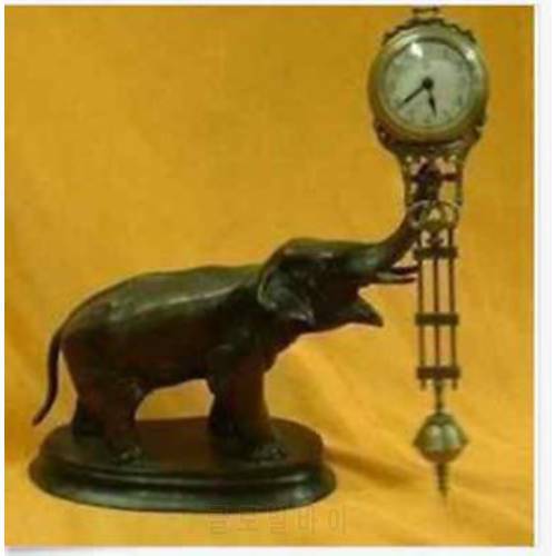25cm Height old handwork Beautiful pendulum clock bronze elephant statue s tools wedding Decoration Brassroom Art Statue