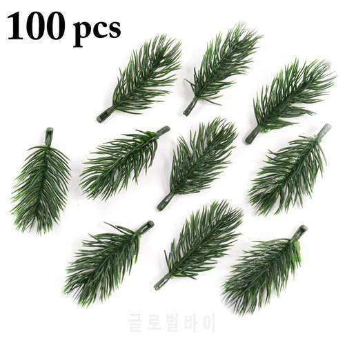 100 Pcs/Set Mini Christmas Tree Ornament Realistic Artificial Pine Needles Garland For Festival Party Artificial Dried Flowers
