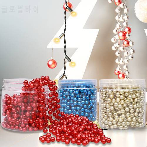 8m Christmas Decoration Bead Chain Red/Blue/Gold/Silver Beads Garland Christmas Tree Hanging Bead Pearl Ornament Christmas Decor