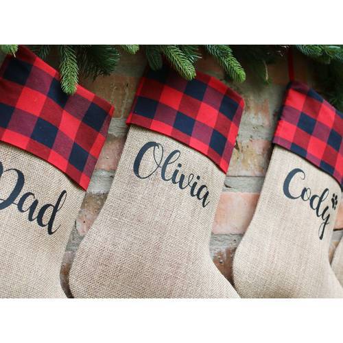 Burlap Christmas Stockings 18 Inch Big Christmas Stockings Fireplace Hanging Stockings for Family Xmas Gift