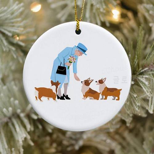 Queen and Corgi Christmas Ornament 2023 Brooch Pin Badge Featuring Her Majesty Queen Elizabeth II Hanging Ornaments