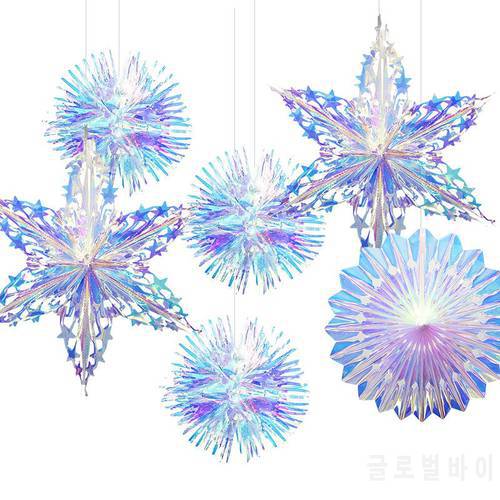 Neon Film 3D Artificial Snowflakes Garlands Christmas Decorations for Home Winter Frozen Party Snow Decor Navidad Ornament Kerst
