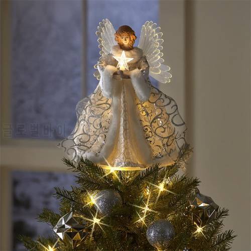 25*22cm Christmas Tree Decoration Acrylic Golden Angel Doll Christmas Tree Top Decoration Pendant Christmas Ornaments Xmas Gift
