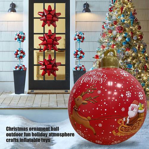 Xmas Atmosphere Balls Waterproof 60cm Christmas PVC Inflatable Toy Ball Festive Supplies Scene Layout for Door Frame Doorway