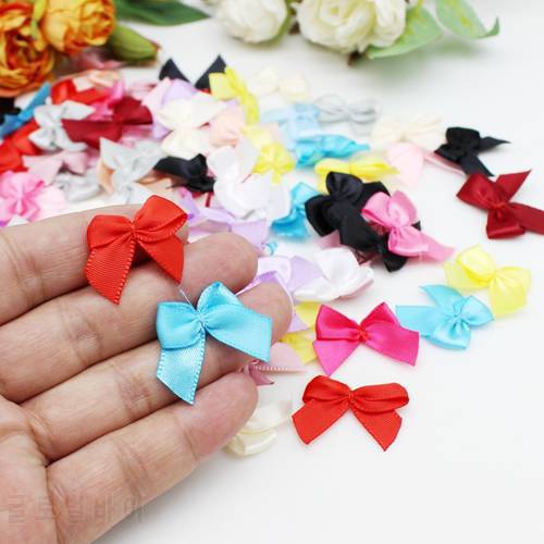50/100pcs Mixed small Ribbon Bows 25mm Hand Bow-knot Tie Small Bows for Crafts Wedding Party Decor Accessories