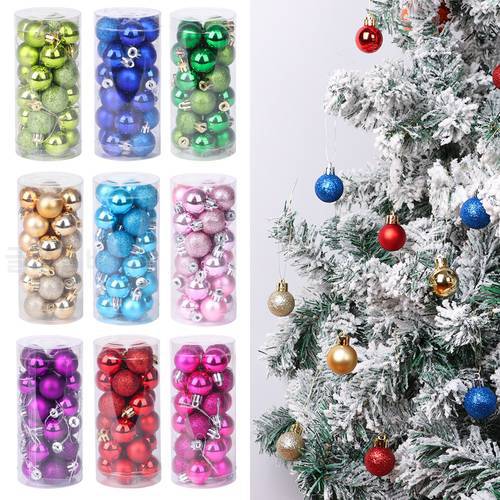 24Pcs Creative Ball Bauble 3cm Ball Christmas Tree Hanging Pendant New YearXmas Ambiance Decor Home Party Ornament Red Gold Blue