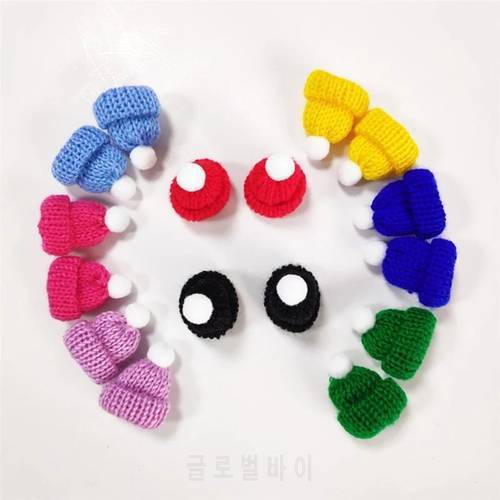 10pcs Mix Color Mini Knitting Hats Doll Hats Decor DIY Party Home Decoration Finger Hats Candy Christmas Hat Lollipop Cover