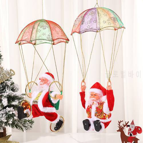 Creative Ceiling Hanging Electric Music Parachute Santa Claus Tumbling Dance Christmas Decoration Gift