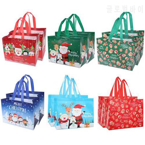 2023 New Year Presents Bag Merry Christmas Gift Bag Cartoon Santa Claus Snowman Non Woven Bag Christmas Decorations