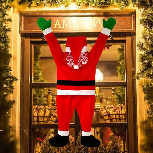 2023 Christmas Outdoor Door Flannel Santa Claus Window Wall Ornament Funny Pendant Clothes Hanging Ornaments Gifts Holiday Gift