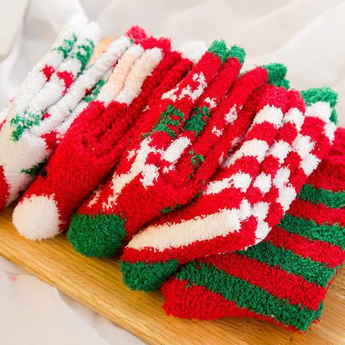 1 Pair Christmas Socks Thickening Women&39s Socks Winter Warm Cartoon Coral Velvet Socks Gift New Year Christmas Stockings 2023