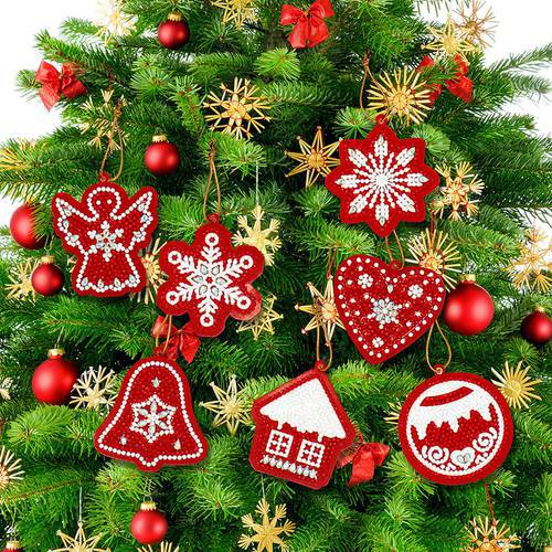 5d Diamond Painting Ornaments Keychain Christmas Full Drill Pendant Christmas Decoration Natal Home Decoration Accessories