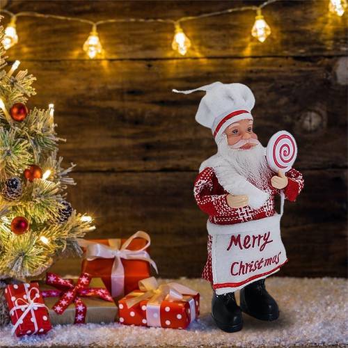 Santa Claus Chef Figurine Doll Christmas Tree Ornament Home Decoration Navidad Natal Gifts New Year Christmas Party Decor