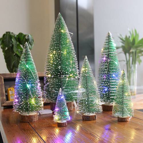 LuanQI LED Christmas Tree 15 20 25 30 35 40 CM Warm Light Colored Lights Small Xmas Tree Christmas Decorations For Home Ornament