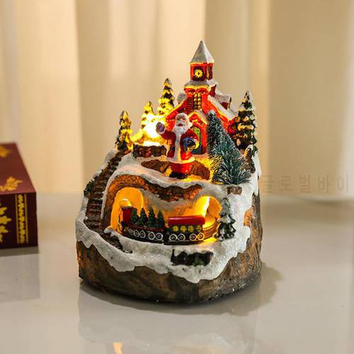 2023 Christmas Village Houses Sets Rotating Train Display Figurines-LED Light Up Musical,Battery Operated Holiday Decoration