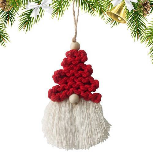 Macrame Christmas Tree Ornaments | Mini Macrame Wall Boho Christmas Ornaments | Handmade Cotton Woven Decor For Christmas Birthd