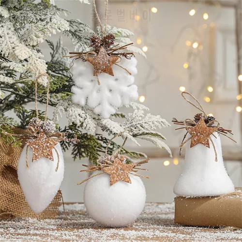 Dia 80MM White Christmas Ball Snowflake Water Bell Christmas Tree Decor Ornaments Hanging Tree Pendants Gift Balls