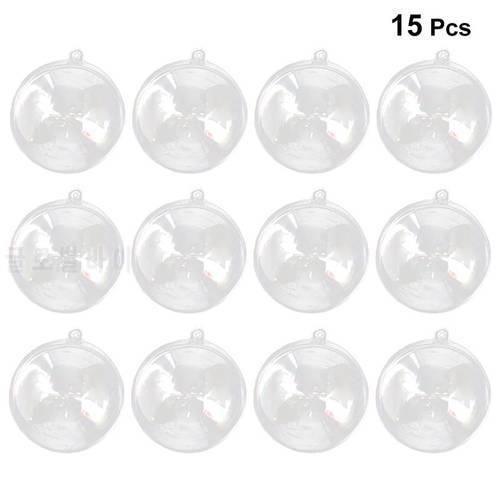 15pcs 5cm Transparent Plastic Fill-able Hollow Sphere Xmas Hanging Ornament Party Wedding Decor