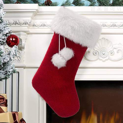 1PC Christmas Socks Red Christmas Stocking Candy Bag Christmas Tree Pendant Decorations Ornaments For Home Xmas Gift