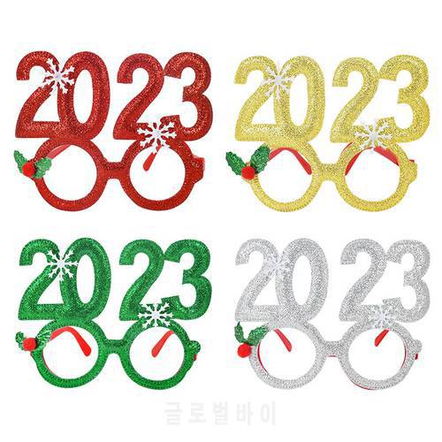 2023 Christmas Glasses Frame Photo Booth Props Merry Christmas Decoration For Home 2023 New Year Party Supplies Xmas Navidad
