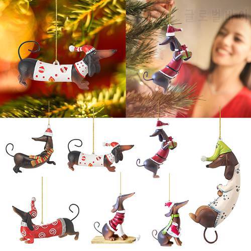Christmas Tree Hanging Ornaments Dachshund Dog Shaped Pendants For Home Christmas Decorations Xmas New Year Gifts 50g