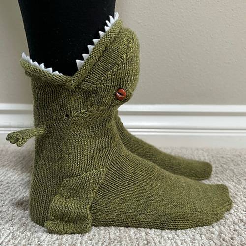 Christmas Knit Dinosaur Socks Knit Animal Jurassic Sock Funky Knitting Xmas Gift
