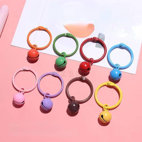 10pcs Candy Color 14mm Jingle Bell Keychain Open Ring Pendant for DIY Car Key Ring Bag Charms Buckles Party Christmas Tree Decor
