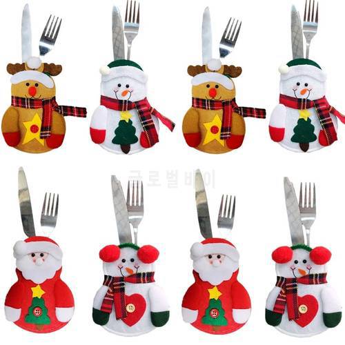 8pcs Merry Christmas Knife Fork Cutlery Bag Set Natal Christmas Decorations for Home 2021 New Year Eve Xmas Party Decoration