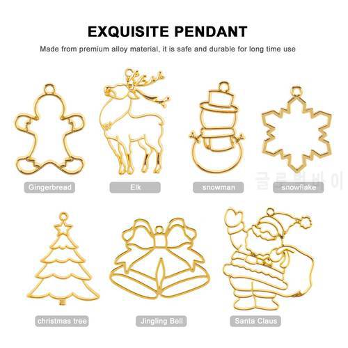 10pcs Christmas Crystal Epoxy Glue UV Resin Metal Border DIY Jewelry Necklace Making Frame Pendant Accessories
