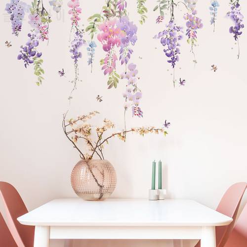 Plant Butterfly Wall Stickers Flowers Room Decoration DIY Romantic Art Home Decor Living Room Bedroom Wallpaper Art Mural