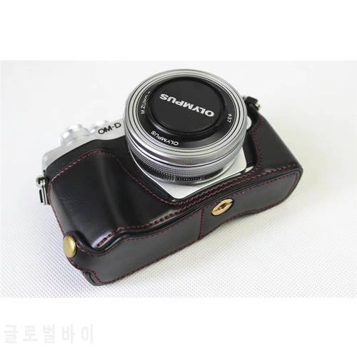PU Leather Half Case for Olympus OM-D EM10III EM10 mark III Digital EM10III Camera Brown/Black/Coffee