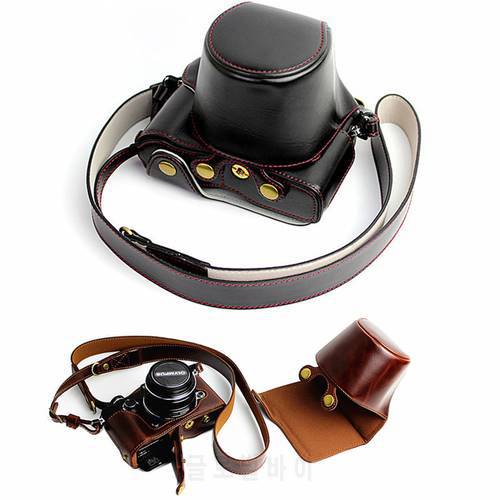 high quality PU Leather Case Camera Bag Cover Pouch For Olympus PEN-F penf 14-42mm 17mm lens With Bottom Battery Opening