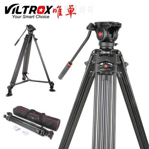 VILTROX VX-18M 74 inch Professional Camera Tripod Heavy Duty Video Tripod Stand Aluminum with Fluid Head for DSLR Camcorder