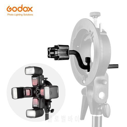 Godox S-FA Universal Aluminium Alloy Four Speedlite Holder Adapter Hot Shoe Mount Adapter for Flash