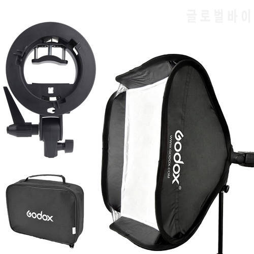 Godox Ajustable Flash Softbox 40*40cm 40x40 + S type Bracket Mount Kit for Flash Speedlite Studio Shooting for Canon Nikon Sony