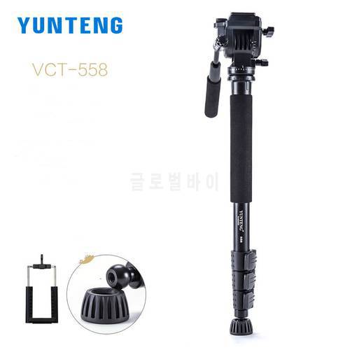 Yunteng VCT 558 Pro Monopod Fluid Pan Head Ball Unipod Mobile Phone Clip Holder For DSLR Camera DV Vidicon