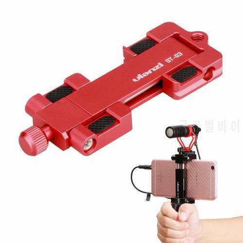 Ulanzi ST-03 Metal phone Holder Tripod Mount with Cold Shoe Mount 3 Color and Arca-Style Quick Release Plate for iPhone8/7 Plus