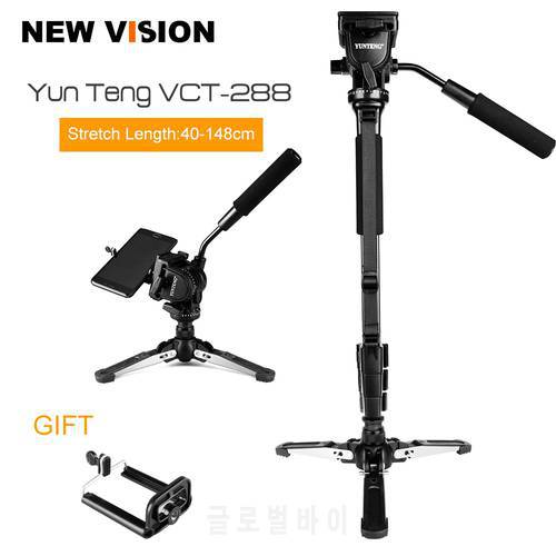 Yunteng VCT-288 Camera Monopod + Fluid Pan Head + Unipod Holder For Canon Nikon and all DSLR with 1/4