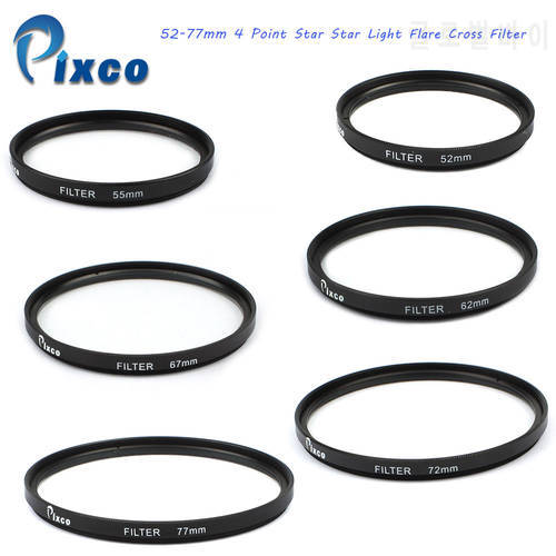 Pixco 62mm 4 Point Star Star Light Flare Cross Filter 