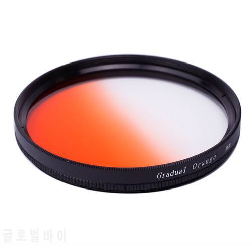 40.5 49 52 55 58 62 67 72 77 mm Circle Gradient Orange Color Lens Filter 49mm 52mm 55mm 58mm 67mm 72mm 77mm Graduated Gradual