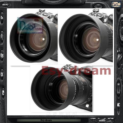 77mm 77 mm 3-in-1 3in1 3-Stage Position Rubber Lens Hood Sunshade Cover for Canon Nikon Tokina Tamron Zeiss Sigma PA204