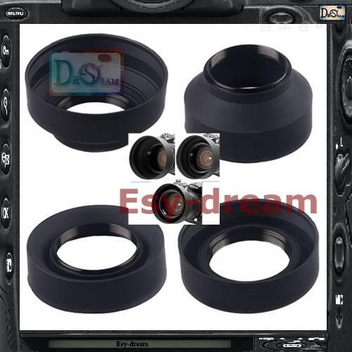 55mm 55 mm 3in1 3-Stage Rubber Lens Hood Universal for Nikon Canon Pentax PA199